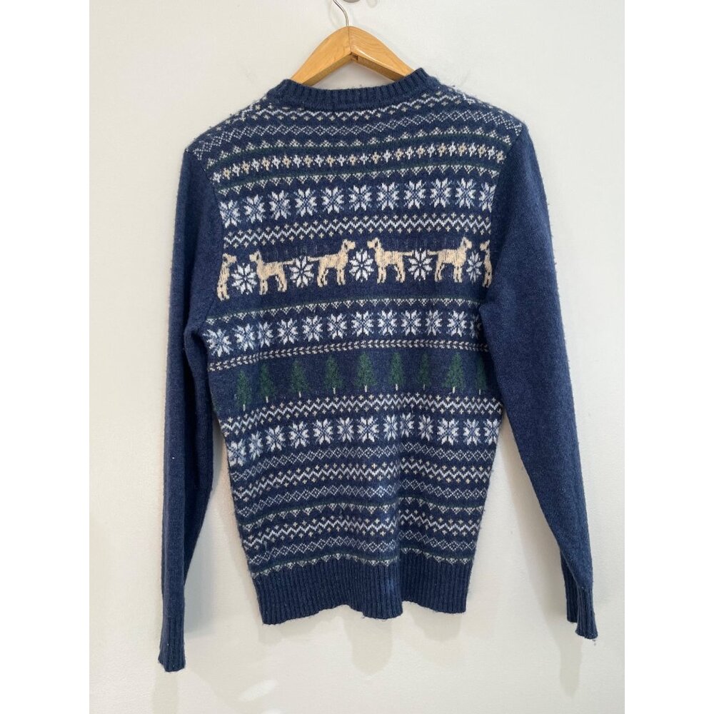 Crown & Ivy Hound Fair Isle Lambswool Sweater Mens S Blue Crew Neck - Picture 3 of 8